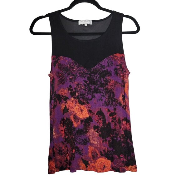 Daydreamer L.A. Floral Print Mesh Tank Top S Black Purple Goth Fairy Whimsigoth - Picture 1 of 5